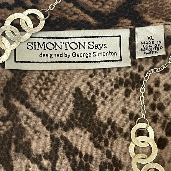 Simonton Says Snakeskin Brown Metalic Tunic Top SZ XL - Picture 10 of 11